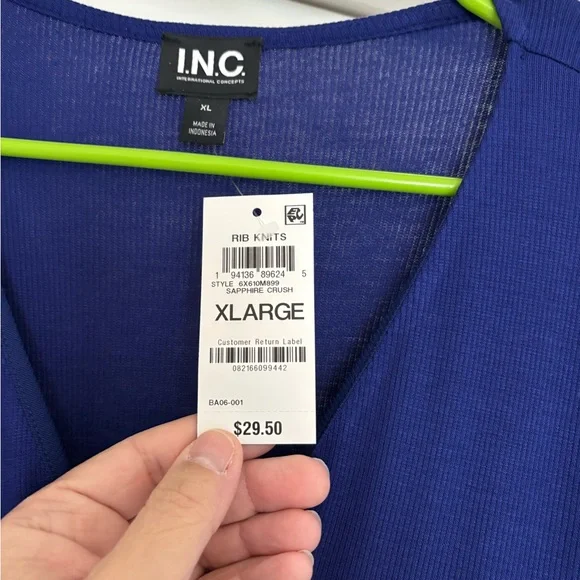 INC International Concepts Women's Royal Blue Long Sleeve Top - Picture 2 of 3